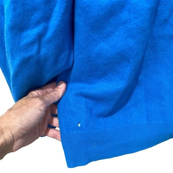 DUKE OF SCOTLAND Men’s Vibrant Blue V-Neck Cashmere Sweater Size XXL shrunk to L - Picture 11 of 12